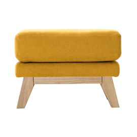 Pouf repose-pieds déhoussable en tissu effet velours jaune moutarde oslo