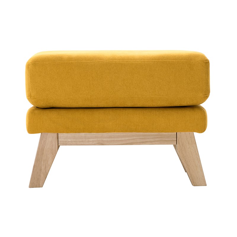 Pouf repose-pieds déhoussable en tissu effet velours jaune moutarde oslo