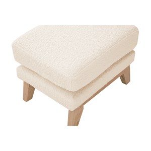 Pouf repose-pieds déhoussable en tissu effet laine bouclée blanc cassé oslo