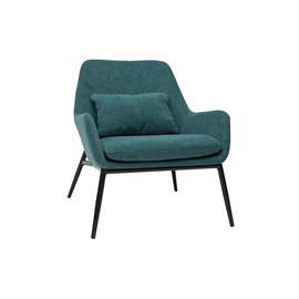 Fauteuil en tissu effet velours bleu canard et métal noir maxine