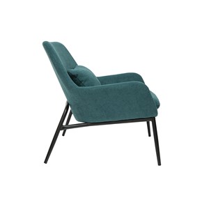 Fauteuil en tissu effet velours bleu canard et métal noir maxine