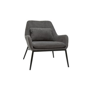 Fauteuil en tissu effet velours gris foncé et métal noir maxine