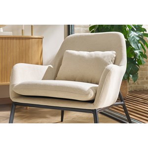 Fauteuil en tissu effet velours gris foncé et métal noir maxine