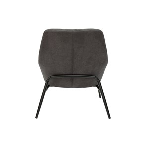 Fauteuil en tissu effet velours gris foncé et métal noir maxine