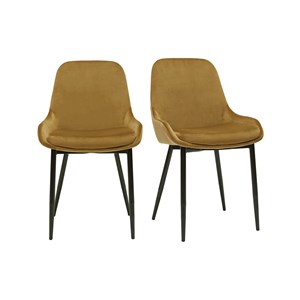Chaises en tissu velours bronze et métal noir (lot de 2) holo
