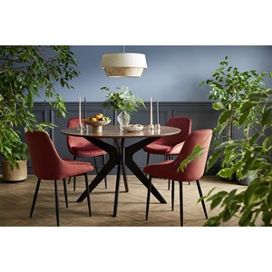 Chaises en tissu velours rouge tomette et métal noir (lot de 2) holo