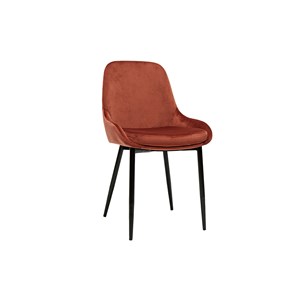 Chaises en tissu velours rouge tomette et métal noir (lot de 2) holo