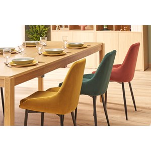 Chaises en tissu velours vert foncé et métal noir (lot de 2) holo