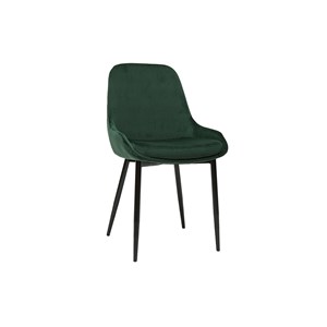 Chaises en tissu velours vert foncé et métal noir (lot de 2) holo