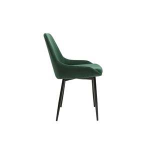 Chaises en tissu velours vert foncé et métal noir (lot de 2) holo
