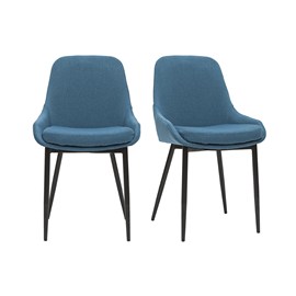 Chaises en tissu bleu canard et métal noir (lot de 2) holo