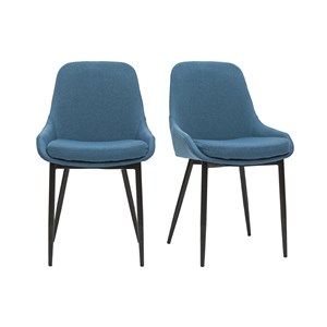 Chaises en tissu bleu canard et métal noir (lot de 2) holo