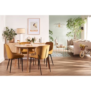 Chaises en tissu effet velours jaune moutarde et métal noir (lot de 2) holo