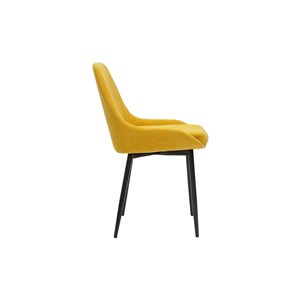 Chaises en tissu effet velours jaune moutarde et métal noir (lot de 2) holo