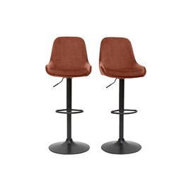 Tabourets de bar réglables velours rouge tomette (lot de 2) holo