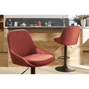 Tabourets de bar réglables velours rouge tomette (lot de 2) holo