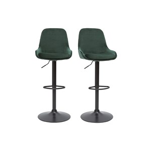 Tabourets de bar réglables velours vert (lot de 2) holo