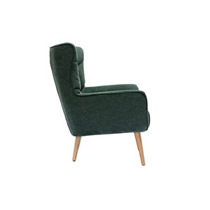 Fauteuil tissu effet velours texturé vert foncé et bois clair avery