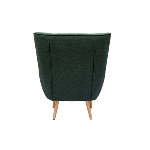 Fauteuil tissu effet velours texturé vert foncé et bois clair avery