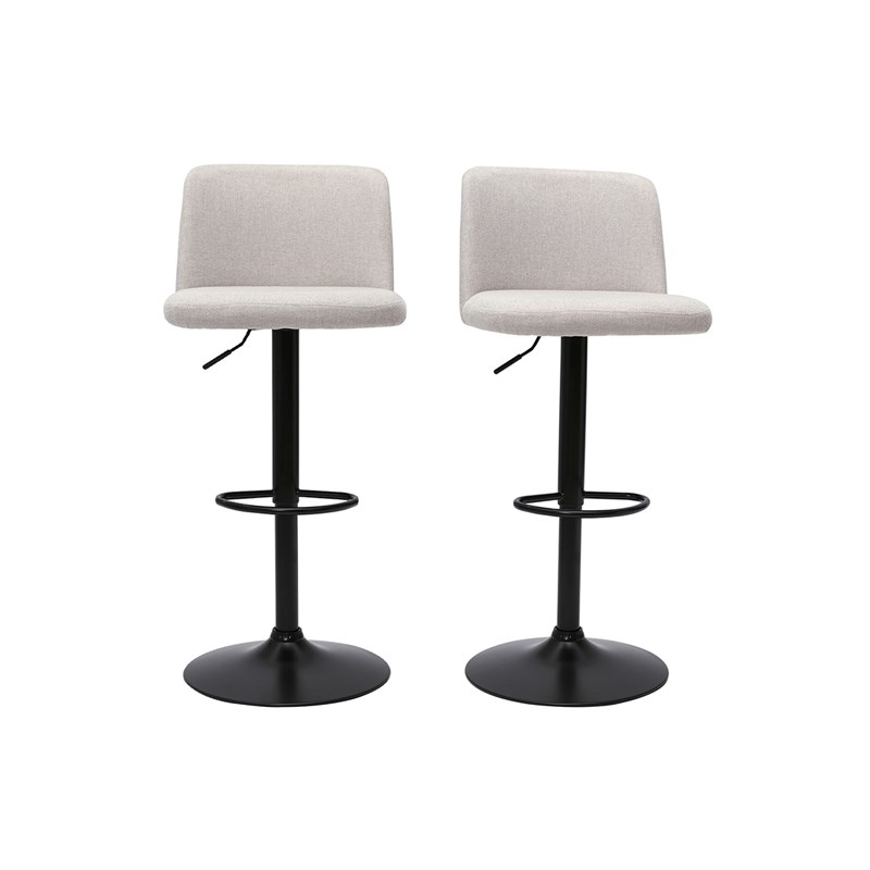 Miliboo - Tabourets de bar réglables en tissu effet velours texturé beige (lot de 2) monti