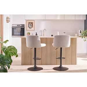 Tabourets de bar réglables en tissu effet velours texturé beige (lot de 2) monti