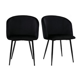 Chaises noires en tissu velours et métal (lot de 2) vanity