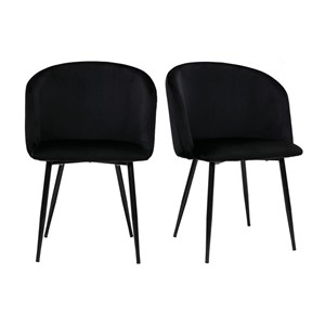 Chaises noires en tissu velours et métal (lot de 2) vanity