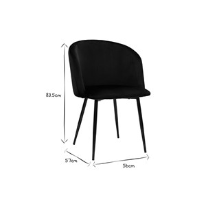 Chaises noires en tissu velours et métal (lot de 2) vanity