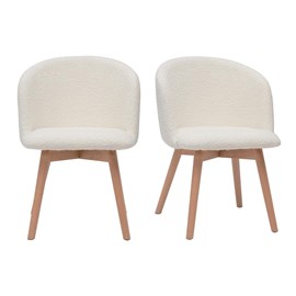 Chaises en tissu effet laine bouclée blanc cassé (lot de 2) vanity