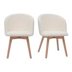 Chaises en tissu effet laine bouclée blanc cassé (lot de 2) vanity