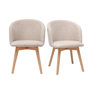 Chaises en tissu effet velours beige et bois clair (lot de 2) vanity