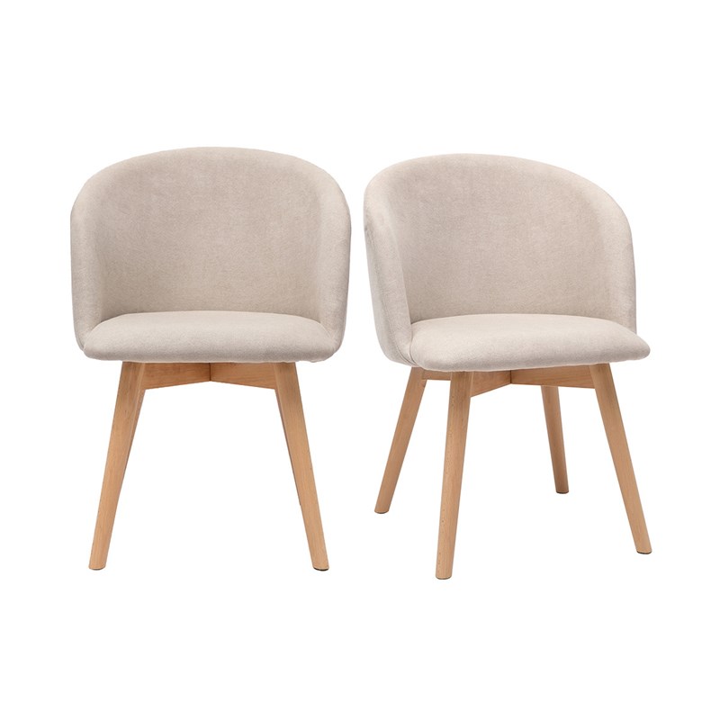 Chaises en tissu effet velours beige et bois clair (lot de 2) vanity