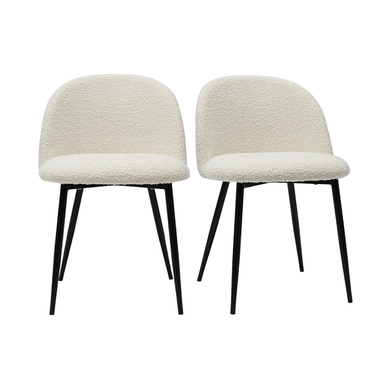 Miliboo - Chaises en tissu effet laine bouclée blanc cassé (lot de 2) celeste