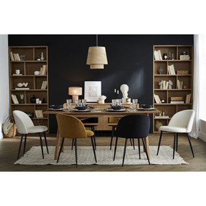 Chaises en tissu effet laine bouclée blanc cassé (lot de 2) celeste