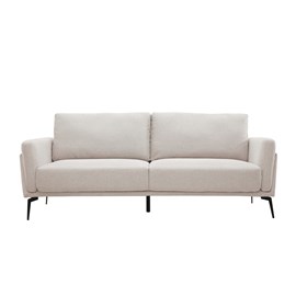 Canapé 3 places en tissu effet velours texturé beige et métal noir mosco