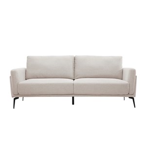 Canapé 3 places en tissu effet velours texturé beige et métal noir mosco