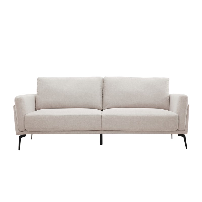 Canapé 3 places en tissu effet velours texturé beige et métal noir mosco