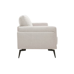 Canapé 3 places en tissu effet velours texturé beige et métal noir mosco