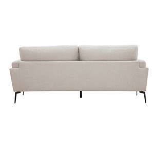 Canapé 3 places en tissu effet velours texturé beige et métal noir mosco