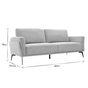 Canapé 3 places en tissu effet velours texturé beige et métal noir mosco