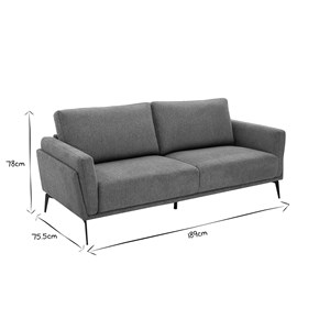 Canapé 3 places en tissu effet velours texturé gris et métal noir mosco