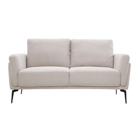 Canapé 2 places en tissu effet velours texturé beige et métal noir mosco