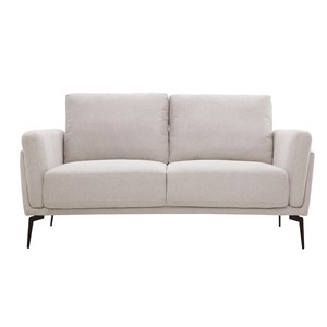 Canapé 2 places en tissu effet velours texturé beige et métal noir mosco