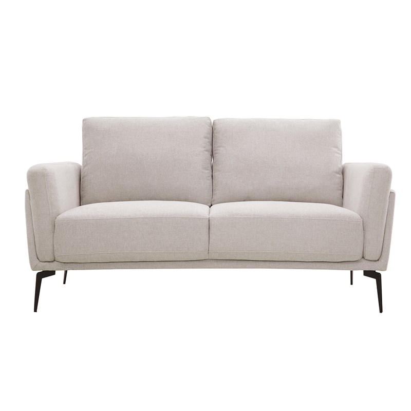 Canapé 2 places en tissu effet velours texturé beige et métal noir mosco