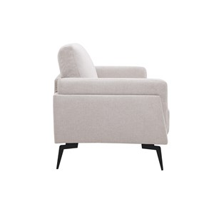 Canapé 2 places en tissu effet velours texturé beige et métal noir mosco