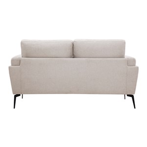 Canapé 2 places en tissu effet velours texturé beige et métal noir mosco