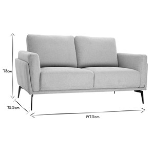 Canapé 2 places en tissu effet velours texturé beige et métal noir mosco