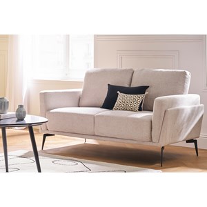 Canapé 2 places en tissu effet velours texturé gris foncé et métal noir mosco