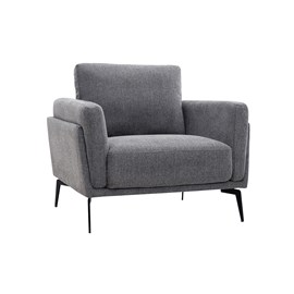 Fauteuil en tissu effet velours texturé gris et métal noir mosco