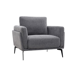 Fauteuil en tissu effet velours texturé gris et métal noir mosco